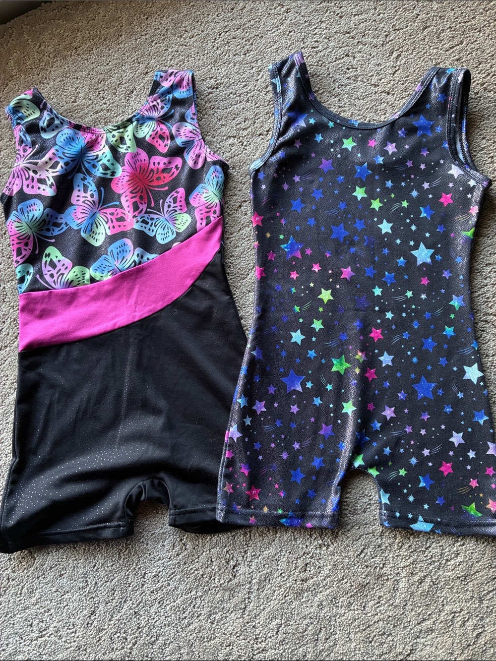 Girls Black Multicolor Gymnastics /Dance Leotards - Butterfly & Stars